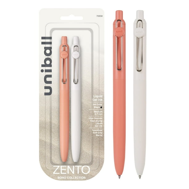 Bolígrafos de tinta de gel Uni-ball Zento de 0,7 mm, 2 unidades, color negro, tamaño mediano