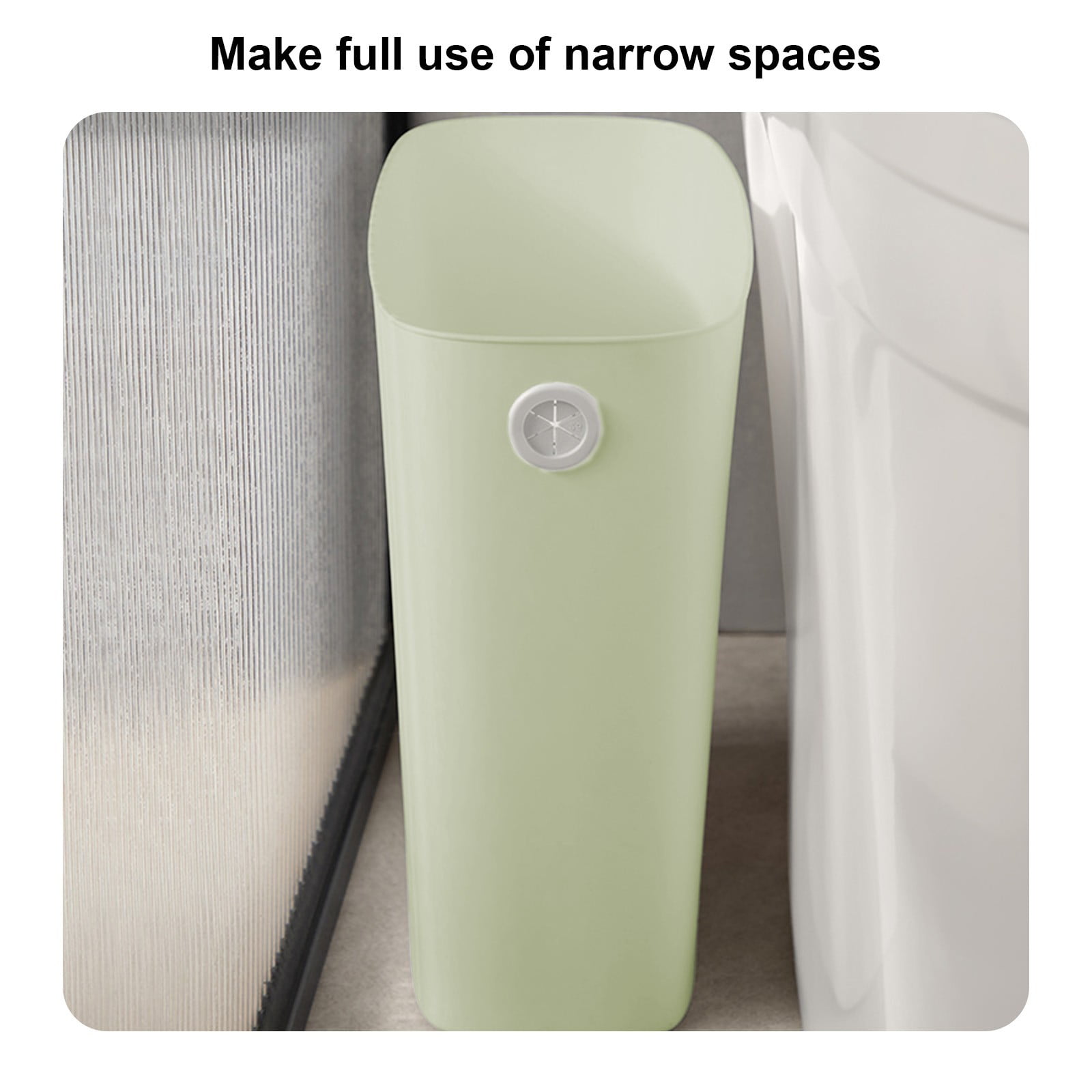 YJYGSQ Step-Free Detachable Trash Can 4 Gallon - Slim Space Saving Bathroom/Office Bin with Pressure Ring Seal | Odor-Controlling Narrow Design for Under Sink & Cabinet