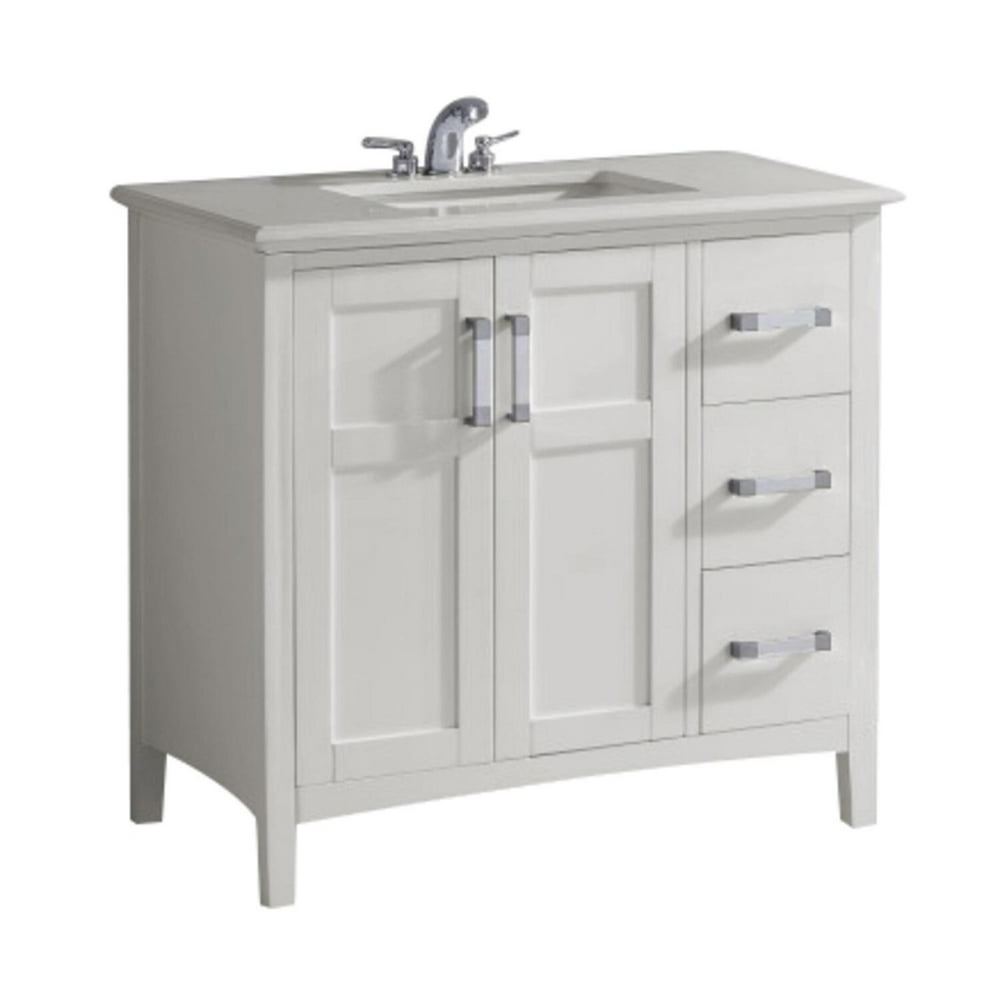 Simpli Home Winston 42 inch Bath Vanity with Bombay White Engineered