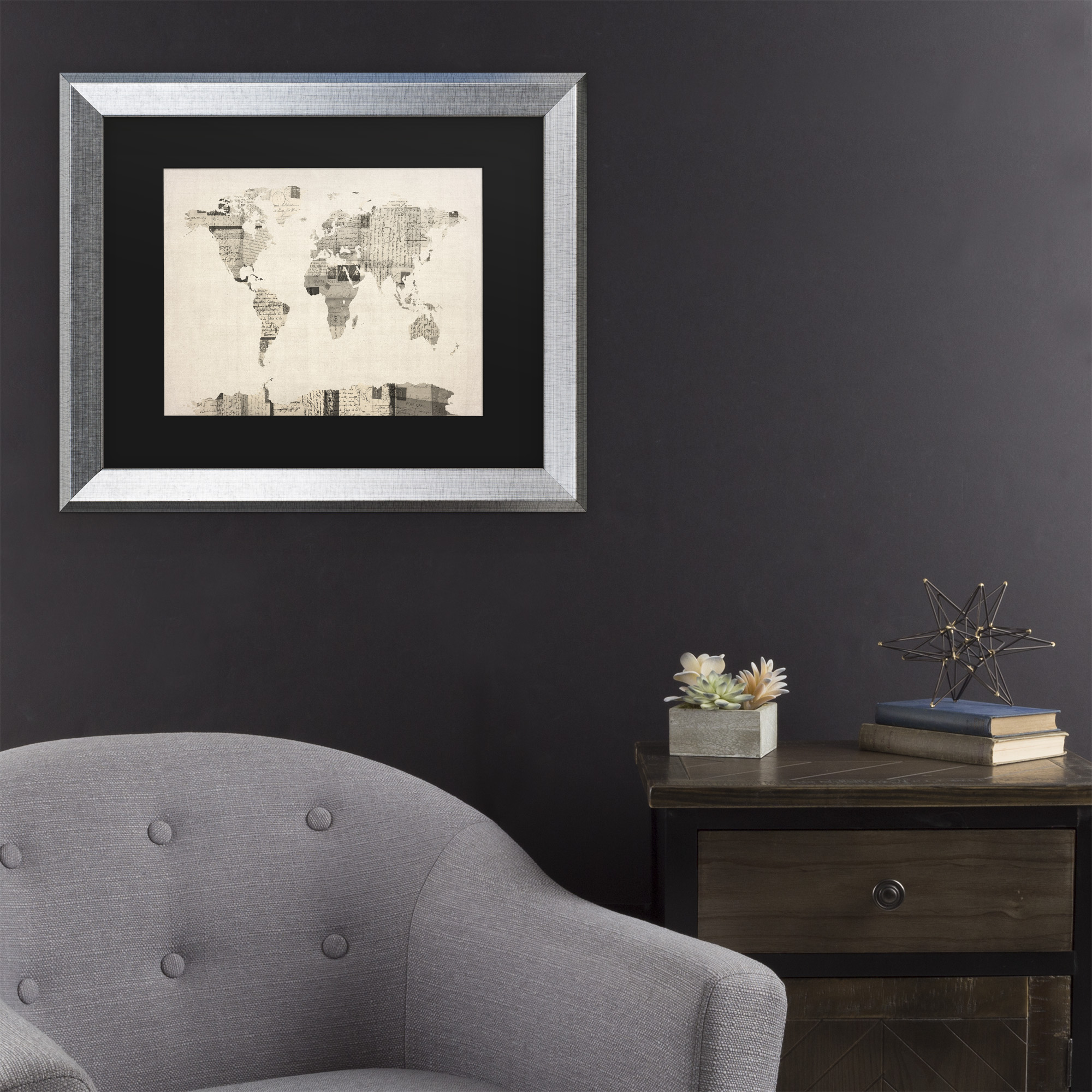 Trademark Fine Art 'Vintage Postcards World Map' Canvas Art by Michael Tompsett