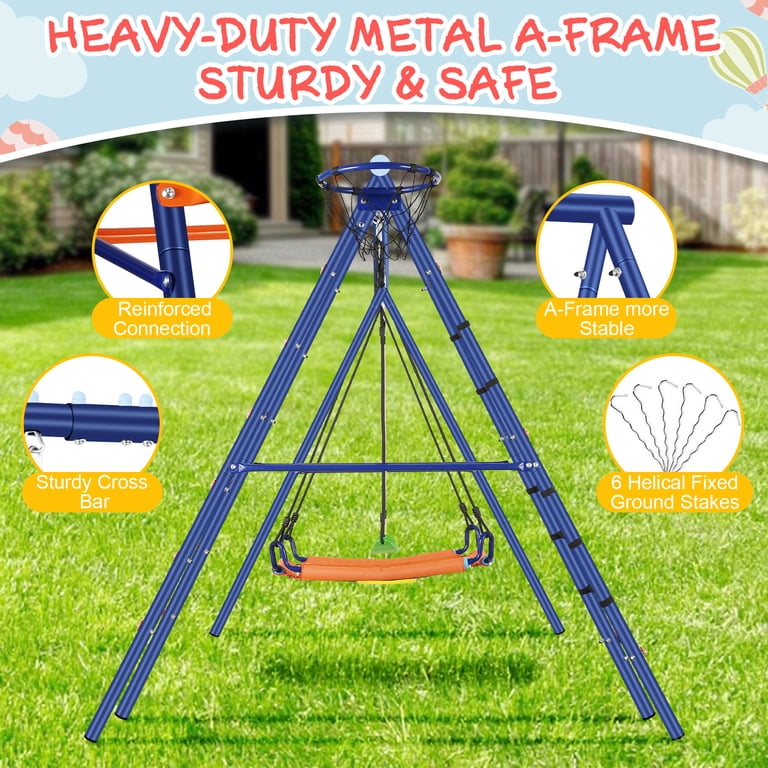 Veeboto Metal Swing Set, 6-in-1 Patio Playground, 550lbs Heavy