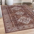 thumbnail image 1 of Folk Decorative Rug, Rustic Ethnic Design Aztec and Tribal Inspired Shapes in Warm Tones Design, Quality Carpet for Bedroom Dorm and Living Room, 6 Sizes, Dark Rust and White, by Ambesonne, 1 of 4