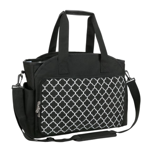 Bolsa organizadora de hilo con correa para el hombro, estuche de viaje de gran capacidad, soporte para hilos, múltiples bolsillos para ovillos de hilo Negro