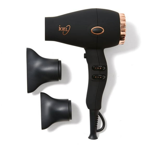 Gold / Black , Ion Luxe Coconut Oil Infused Ceramic Compact Hair Dryer, hair scalp beauty - Pack of 1 w/ Sleek Teasing Comb