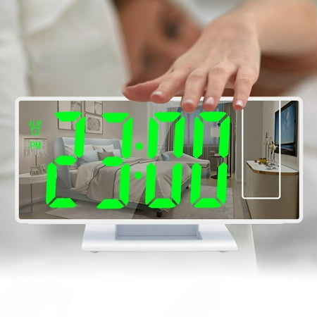 

Clock 12/24H Rechargeable Display Temperature Large Display Snooze Digital Clocks Bedside Clock for Home Ceiling Green