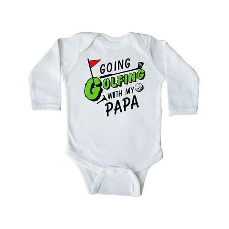 

Inktastic Going Golfing with my Papa- kids golf Gift Baby Boy or Baby Girl Long Sleeve Bodysuit