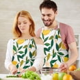 thumbnail image 3 of Yellow Lemon Fruit Flowers White Pattern Apron-Garden Aprons for Women with Pockets-Cotton Linen Waterproof Kitchen Cooking Gardening Aprons Adjustable for Kitchen,Cooking,BBQ and Salon 33x27 Inch, 3 of 7