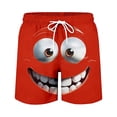 thumbnail image 5 of Boys Athletic Shorts Boys Cool Face Print Casual Shorts Comfortable Elastic Waist Everyday Wear Red 9-10 Years, 5 of 5