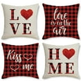 thumbnail image 6 of Valentine's Gift Valentine's Day Throw Pillow Cover 18x18 Inch Love Heart Plaid Cushion for Case, 6 of 21