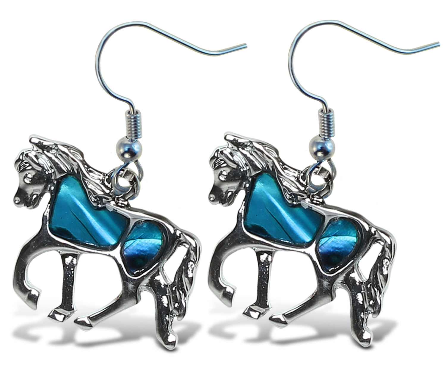 Aqua Jewelry  - Earrings - Dangle Post - Fish Hook - Horse