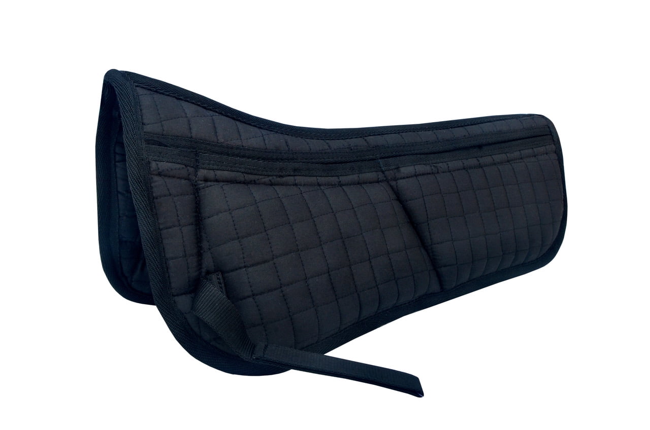 Horse Contoured Wither Relief Quilted Half Pad w/ Foam Inserts Black