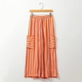 thumbnail image 4 of Striped Pants Women Wide Leg High Waist Cropped Trousers With Pockets Drawstring Casual Workout Stretchy Sweatpants, 4 of 5