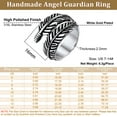 thumbnail image 6 of Bestyle Stainless Steel Feather Ring for Women Men, Vintage Angel's Wing Band Rings Statement Jewelry Gifts, Size 13, 6 of 8
