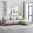 thumbnail image 5 of L-Shape Sectional Sofa 3-Seater Couches with a Removable Ottoman, Comfortable Fabric - Beige, 5 of 6