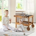 thumbnail image 4 of Costway Kids Wooden Mud Play Kitchen Cart with Sink, 4 Stoves & Storage Shelf Natural, 4 of 10
