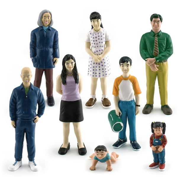 Set de figuras familiares de PVC para padres, abuelos, niños y niñas