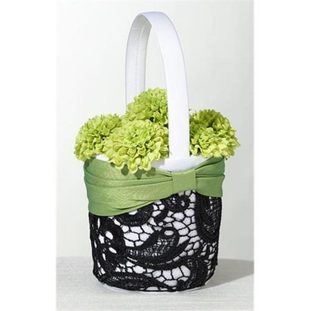 Lillian Rose Green and Black Flower Girl Basket