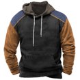 thumbnail image 2 of BiZtdJrK Men's Vintage Hoodie Sweatshirt Color Block Long Sleeve Drawstring Sweatshirts Loose Casual Street Clothing with Pocket Clearance Items For Women Black M, 2 of 5