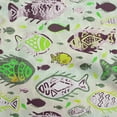 thumbnail image 1 of oneOone Cotton Poplin Lime Fabric Asian Block Fish Sewing Material Print Fabric By The Yard 42 Inch Wide, 1 of 4