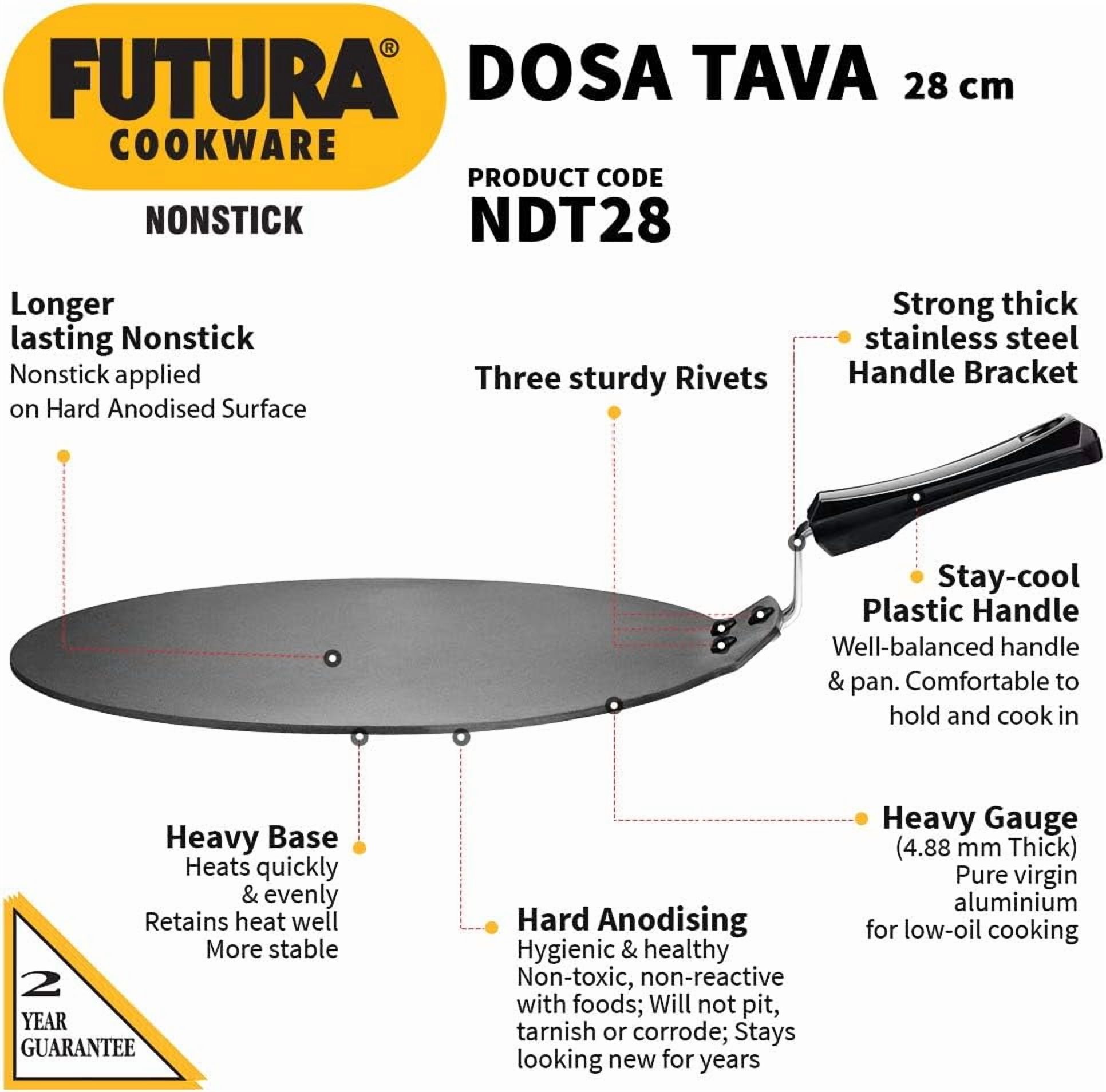 Hawkins Futura Non-stick Flat Dosa Tava Griddle, 11-inch