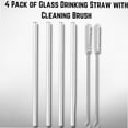 thumbnail image 3 of 4 Pack of Glass Drinking Straw with Cleaning Brush - Reusable, Straight, Healthy, Eco Friendly, BPA Free, Very Sturdy - Ideal for Milkshakes, Smoothies and more - 20cm, 3 of 4