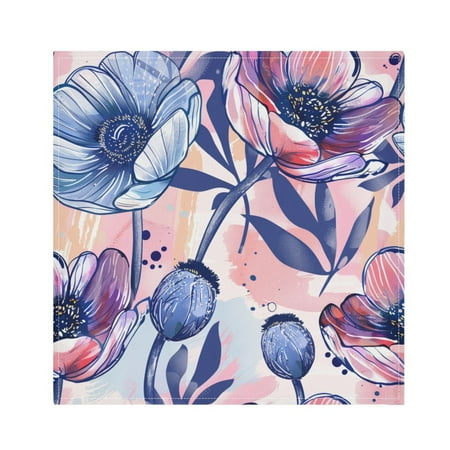 

JSTEL Anemone Flower Cloth Napkins Set of 4 20x20 Inch Washable and Reusable Napkin for Decoupage Dinner Party Everyday Use