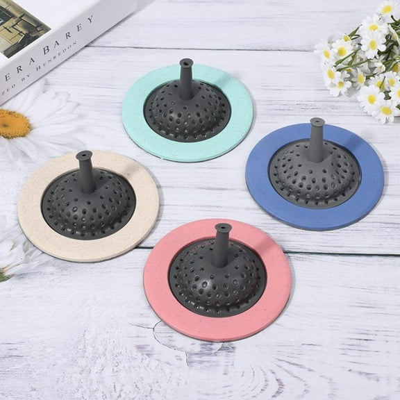 Silicone Drain Strainer 4 Pack 4.5 Inch - Anti-Clog Sink Hair Catcher with Wide Rim, TPR Soft Kitchen Drain Cover for Food Residue (Multi-Color)