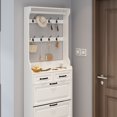 thumbnail image 3 of Miekor Furniture White Color Shoe Cabinet With 3 Doors 2 Drawers With Hanger,Large Space For Storage 08484, 3 of 8