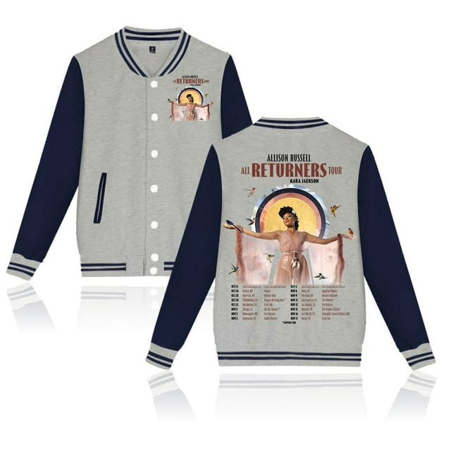 Allison Russell All Returners Tour Baseball Jacket HipHop Clothes Unisex Long Sleeve Outerwear,L,grey