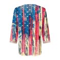 thumbnail image 4 of Feancey American Flag Shirts for Women Plus Size 3/4 Sleeve V Neck Tops Lace Hollow Out Loose Tunics July 4th Tie Dye Print Blouses Memorial Day Shirt Holiday Sales,Black,M, 4 of 5