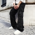 thumbnail image 6 of Smawell Men's Black Cargo Jeans, Relaxed Fit Wide Leg Denim Pants, Multi Pocket Workwear Jeans for Casual & Streetwear, Sizes 28-36, 6 of 7