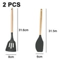 thumbnail image 2 of Juego de utensilios de cocina de silicona, 2 uds., resistentes al calor, mangos de madera para utensilios de cocina antiadherentes, 2 of 5