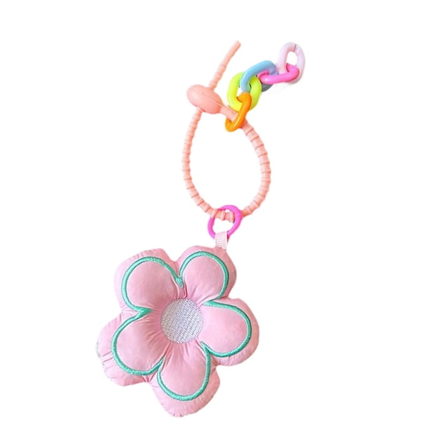 Llavero con colgante de flor para coche, mochila, bolso, cartera, accesorios Rosa