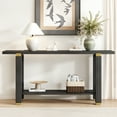 thumbnail image 2 of Modern Console Table 62.9" Entryway Sofa Table, Solid Pine Wood with Metal Accents, Bottom Storage Shelf, Minimalist Hallway Table for Living Room, Foyer, Black, 2 of 8