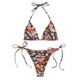 thumbnail image 1 of Bikini ZAFUL Triangle de 2 piezas, halter, corte alto, negro, estampado floral S, 1 of 5