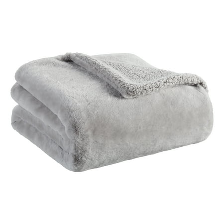 Better Homes & Gardens Faux Fur Throw, 50"x 60", Grey