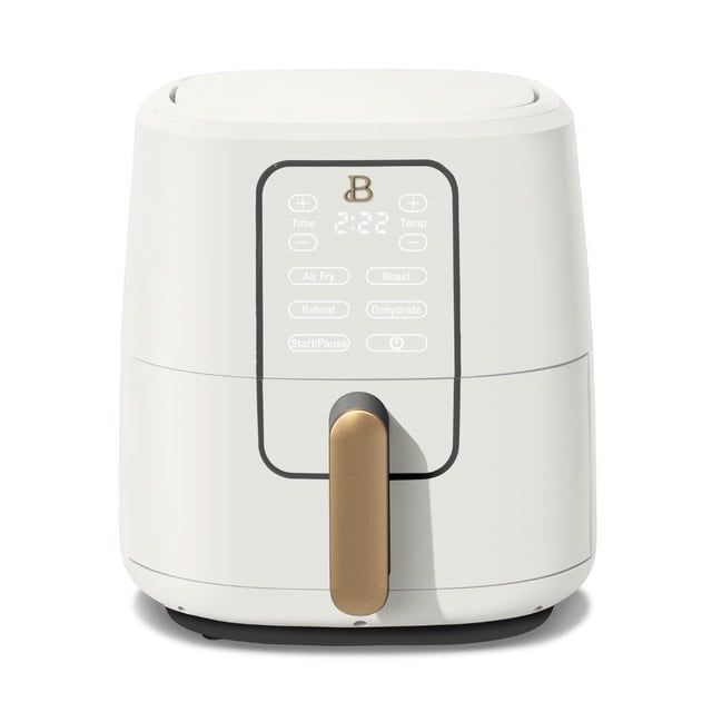 BEAUTIFUL Drew Barrymore - Freidora de aire con visualización táctil de 6 cuartos de galón, glaseado blanco, 15.11 x 12.10 x 13.07