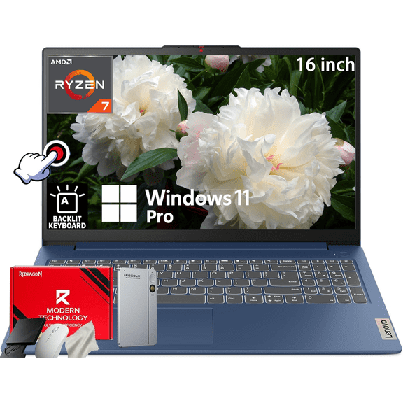 Lenovo IdeaPad Slim 5 Laptop, AMD Ryzen AI 7 350 Processor, 16 “ WUXGA IPS Touchscreen Display, 16GB DDR5, 1TB SSD, Backlit Keyboard, Wi-Fi 7, FHD/IR Hybrid Camera, Windows11 Pro