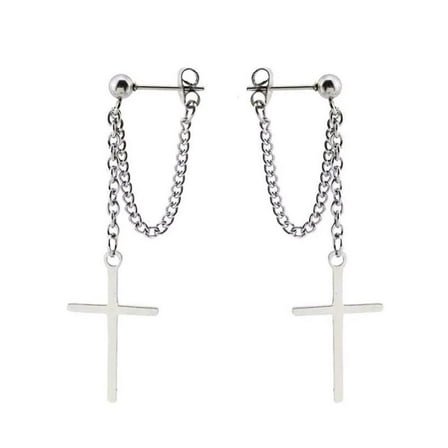 Blarkrus Cross Chain Earrings Super Cool Dark Series Female Bungee Cross