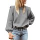 thumbnail image 1 of Gibobby SuéTer Mujer Invierno Suéter de punto sexy con cuello redondo y mangas de color liso para otoño e invierno para mujer(Gris,M), 1 of 4