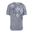 thumbnail image 5 of WXLWZYWL Womens Summer Tops Casual Short Sleeve Printed Lace Stitching V-Neck Basic Tunic Tops T-Shirts Blouses Gray, 5 of 5