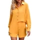 thumbnail image 1 of Ropa de mujer, Conjunto de pantalones cortos de camisa para mujer Camisa casual de manga larga con b Tomshoo Amarillo/XX-grande, 1 of 7