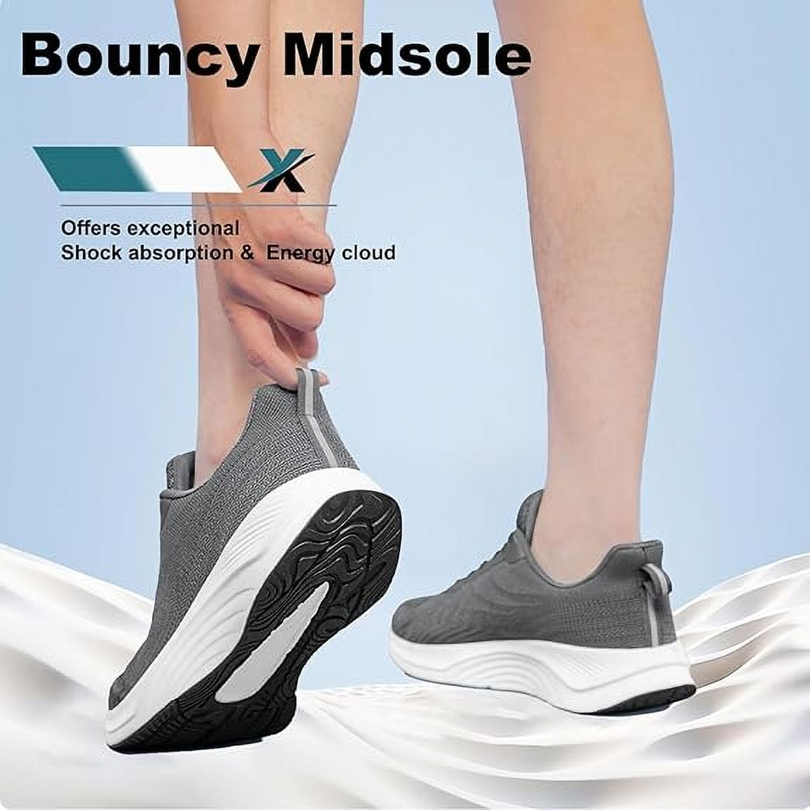 vibdiv Men's Comfortable Walking Shoes Lightweight Breathable Tennis Athletic Gym Workout Cross Training Slip on Sneakers Dark Grey Size 10.5