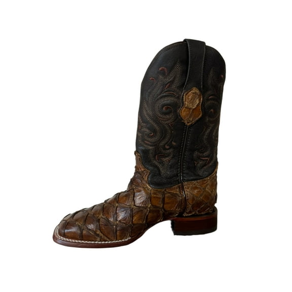 Men's Leather Brown Fish Mid-Calf Boots