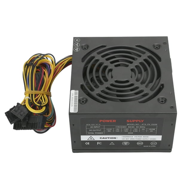 Fuente de Alimentación Par PC DE 250 W, Conector Con Marca Clara, Bajo Esuso de Energia, Manual de Conmutacia de 115/230 V, Velocidad de Ventilador