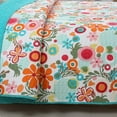 thumbnail image 6 of Cozy Line Home Fashions Pink Green Blue Orange Colorful Floral Whimsy Reversible Girl Quilt Bedding Set, Coverlet, Bedspread (Queen - 3 Piece: 1 Quilt + 2 Standard Shams), 6 of 6