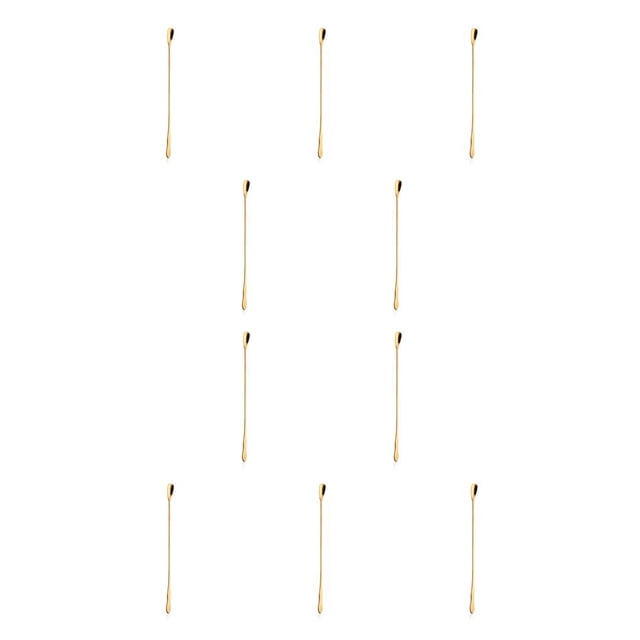 Injueey Cuchara mezcladora de acero inoxidable con mango largo, reutilizable, para helado, café, cucharas para revolver, tienda de té de la oro Tipo B 10Conjunto