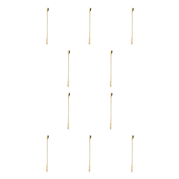 Injueey Cuchara mezcladora de acero inoxidable con mango largo, reutilizable, para helado, café, cucharas para revolver, tienda de té de la oro Tipo B 10Conjunto
