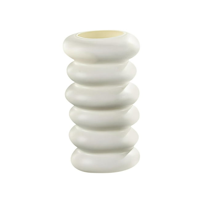 DOLITY Flower Vase with Spiral Design Flower Pot Bud Vase Plants Pot for Holiday Dining White