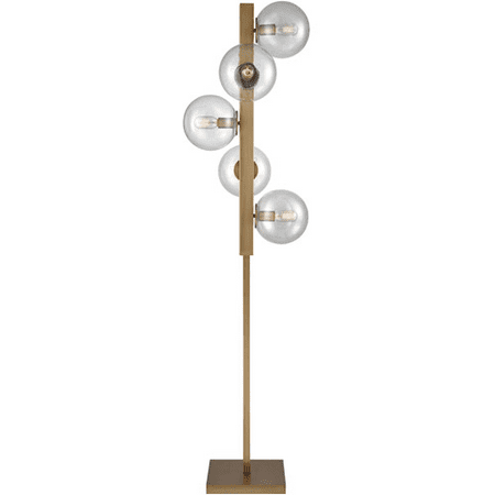 Aegis 5 Light - Floor Lamps 5 Light With Aged Brass and Clear Finish Metal Glass Material CFL Bulb Type 68 inch 65 Watts